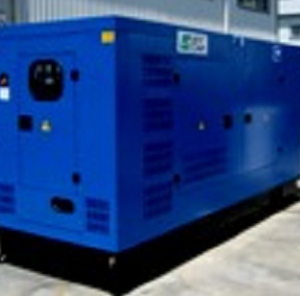 a blue generator on concrete
